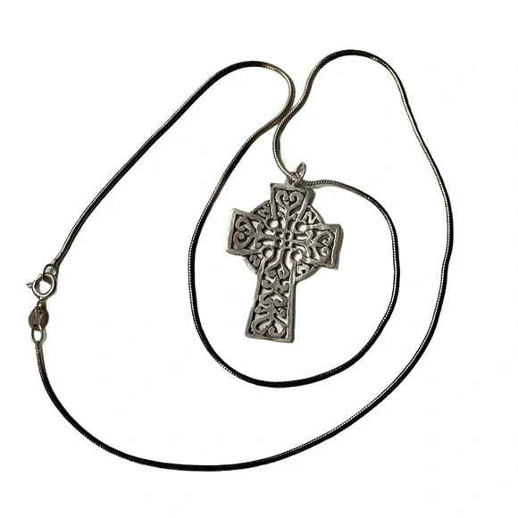 Sterling Silver Celtic Cut Out Cross Unisex Necklace Mens Woman’s Necklace